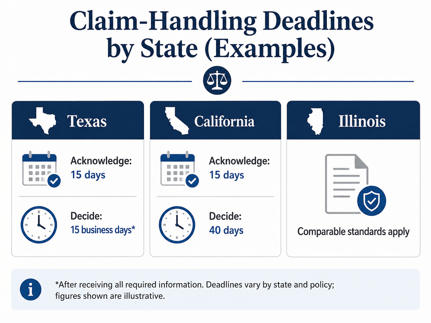 Claim-handling deadlines by state