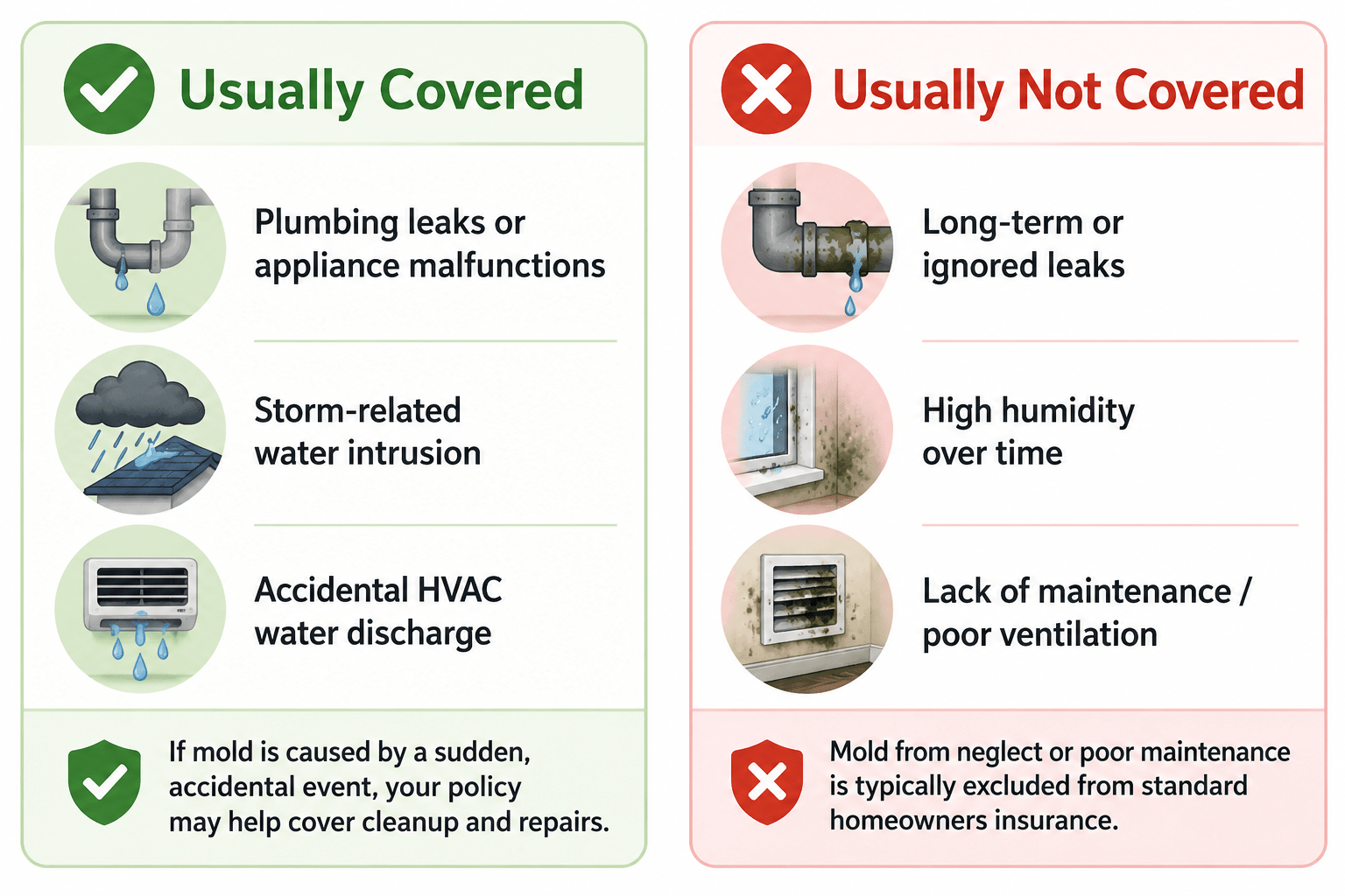 Insurance coverage comparison mold damages