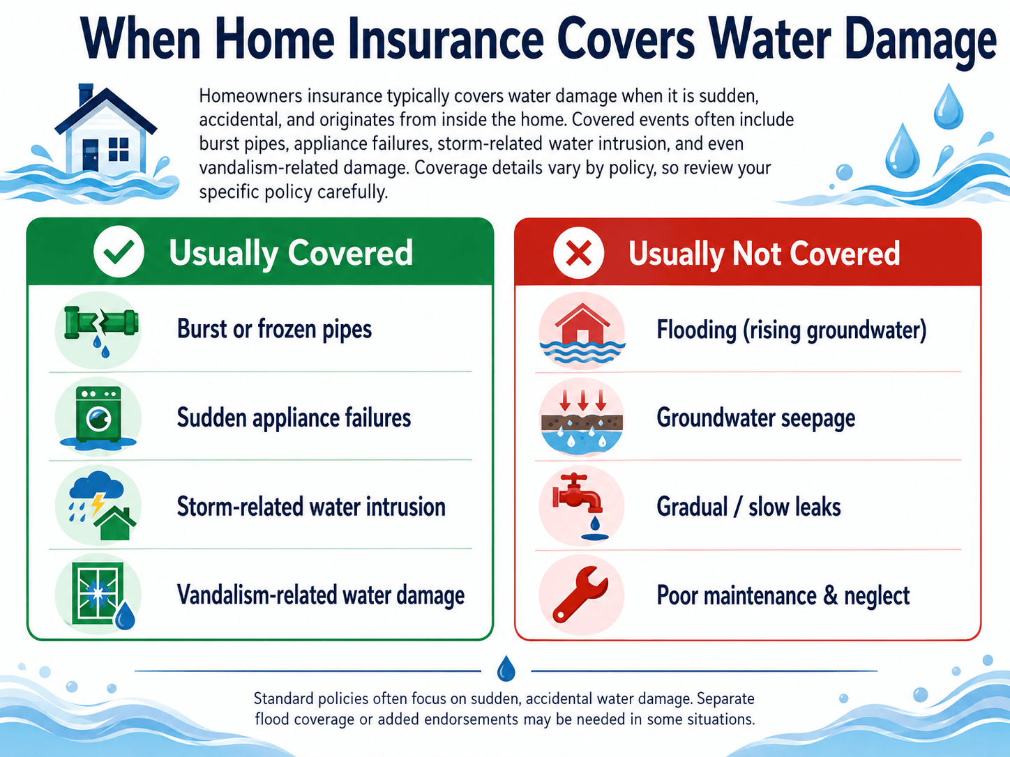 When insurance covers water damage