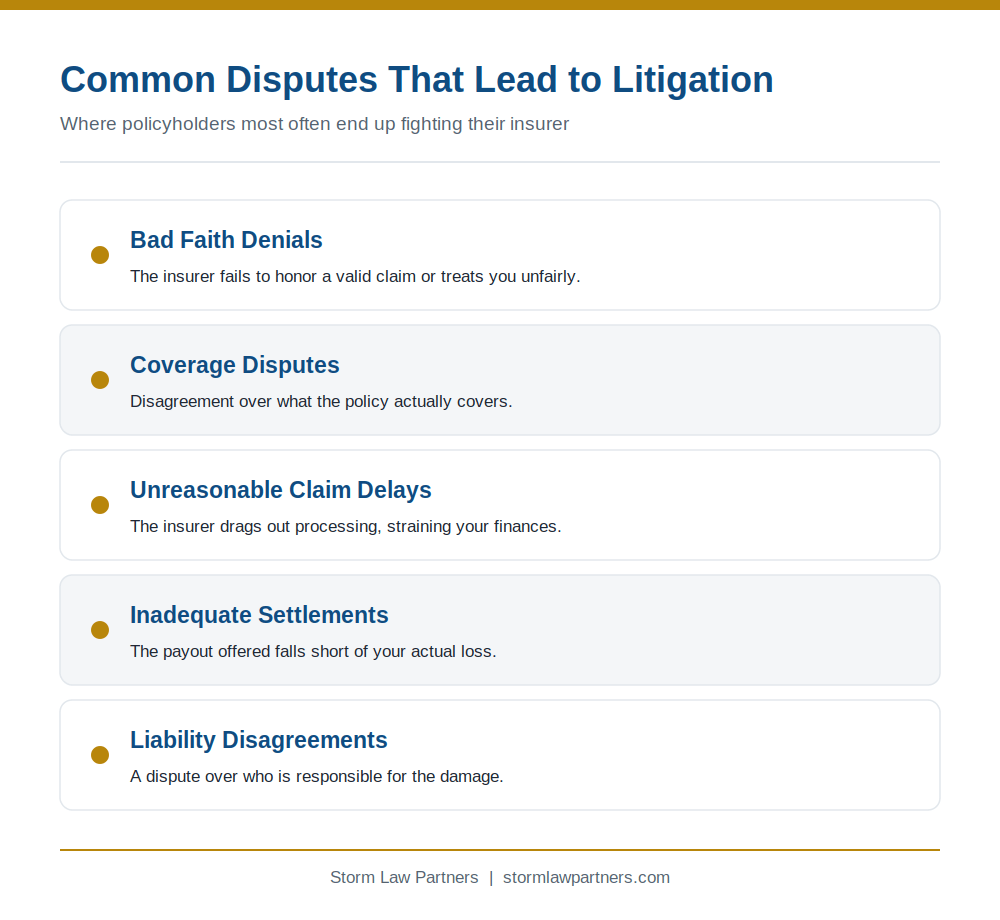 Common Disputes That Lead to Insurance Litigation